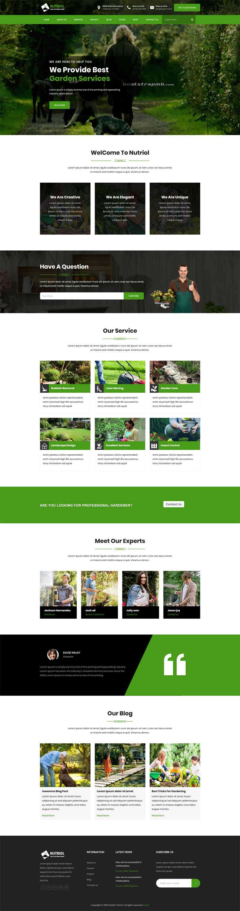 Bootstrap园林设计专业服务公司网站模板