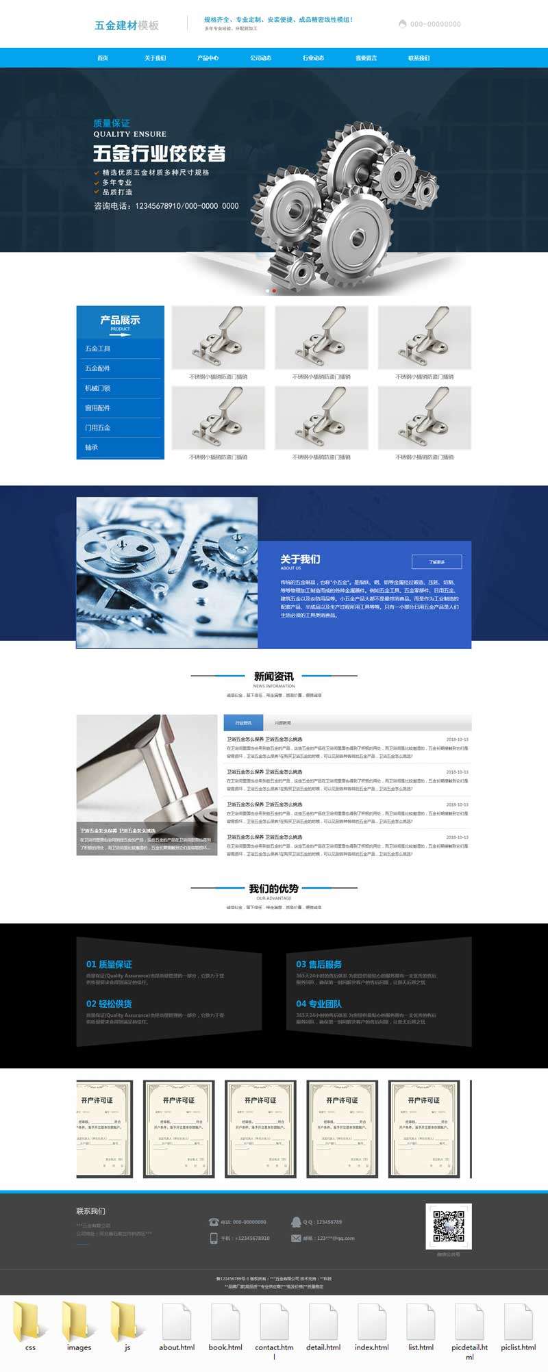 五金材料加工企业html网站模板