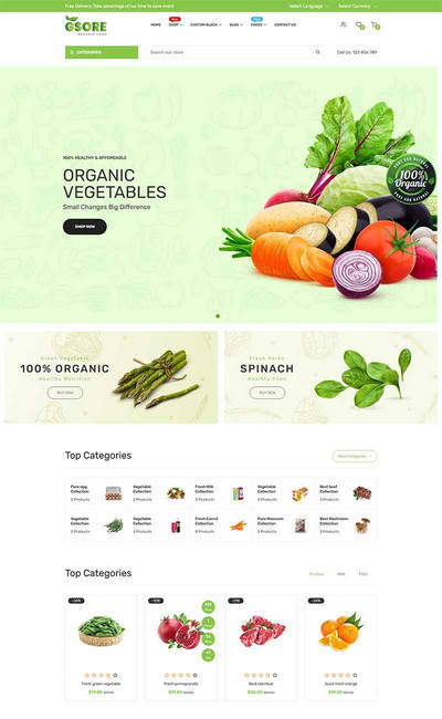 HTML5水果蔬菜生鲜配送服务商城模板