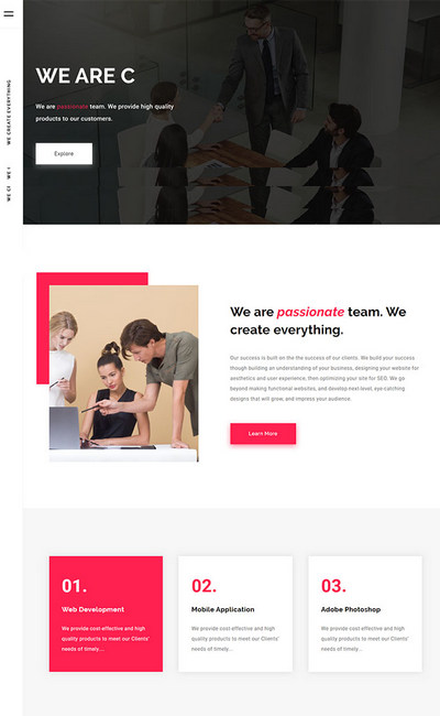 创意侧栏产品设计服务公司html网页模板
