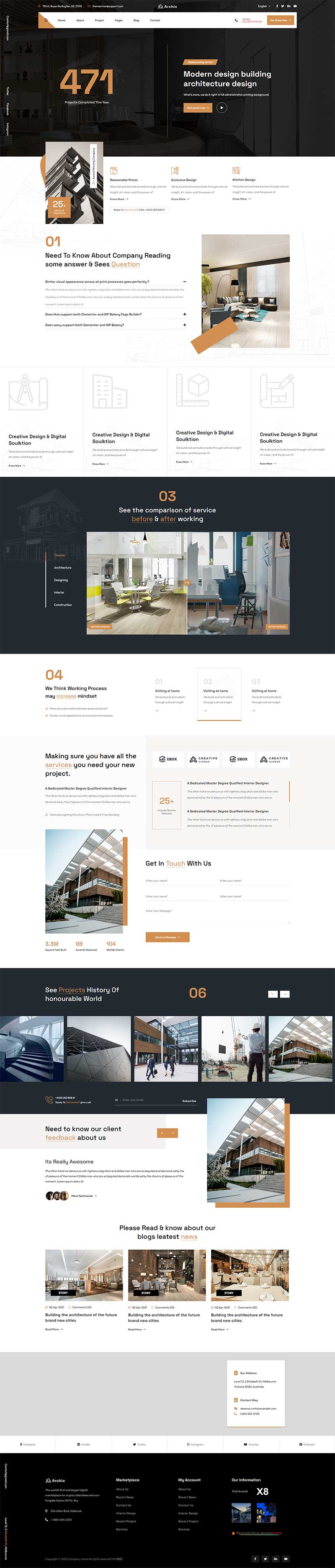现代建筑工程设计服务公司html5网站模板