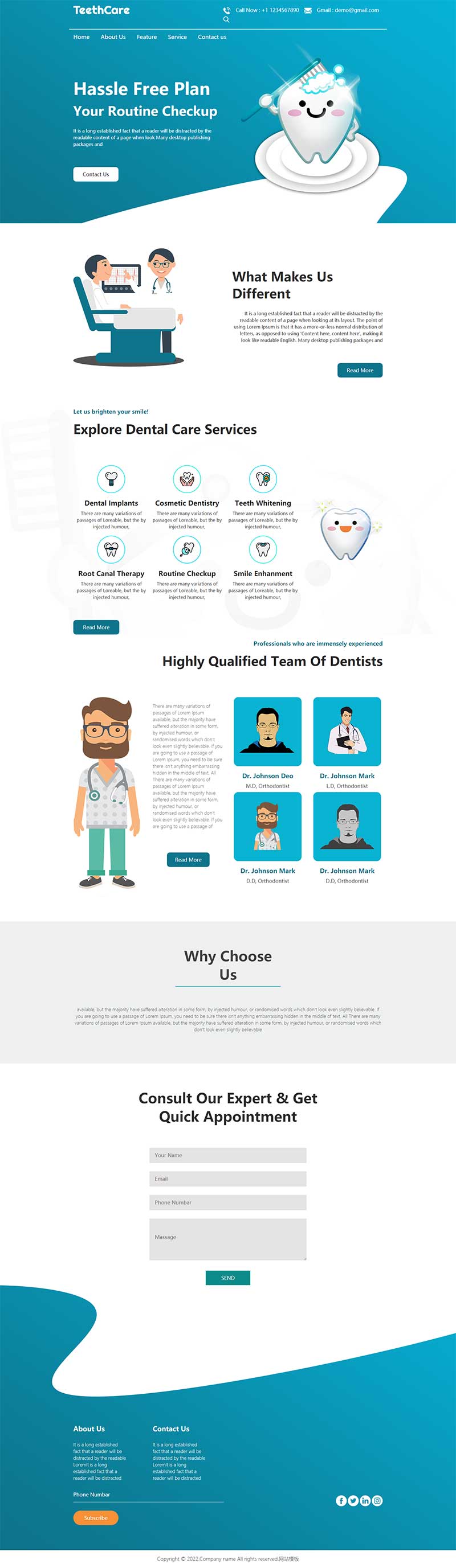 bootstrap牙科专科医院公司html网站模板