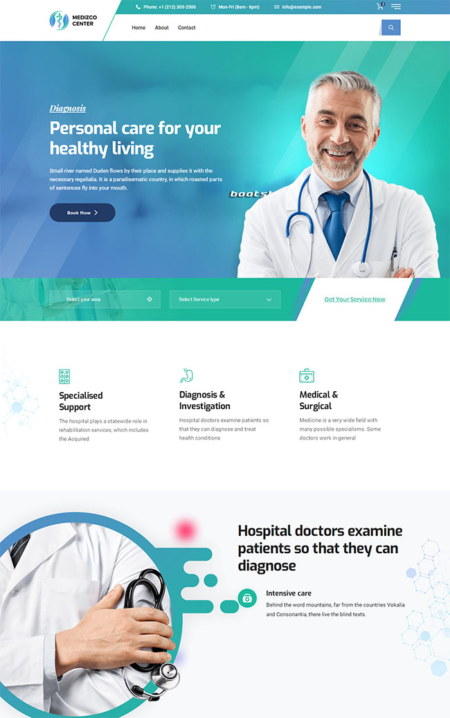 宽屏医疗健康服务公司html静态网页模板