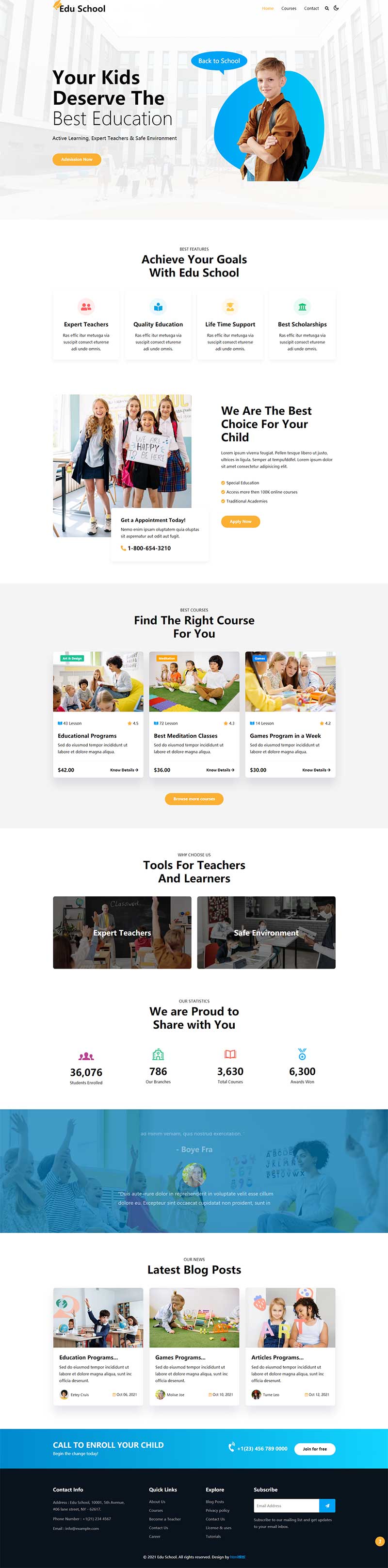 儿童教育培训公司html响应式网站模板
