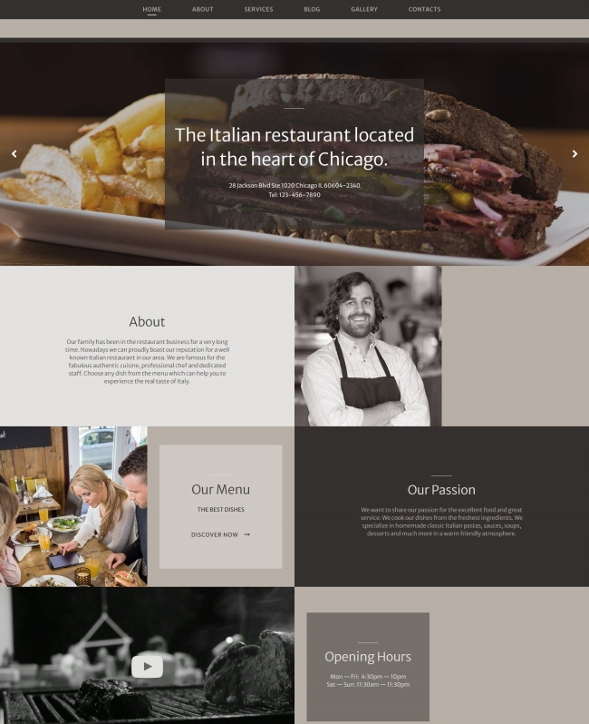 西餐厅餐饮美食企业html网站模板