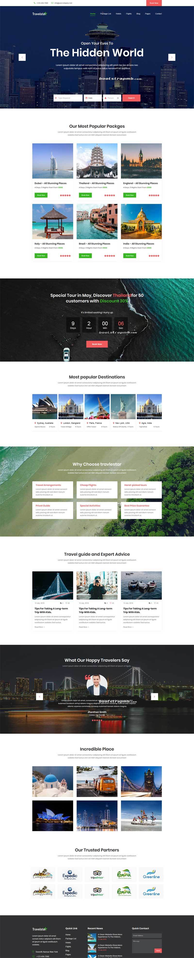 大气旅行社旅游服务平台html网站模板