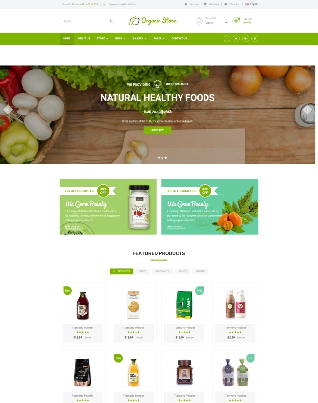 绿色食品商城响应式html静态网站模板