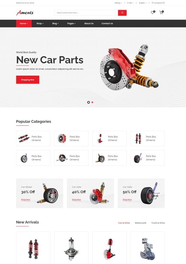 汽车配件商店HTML5网站模板