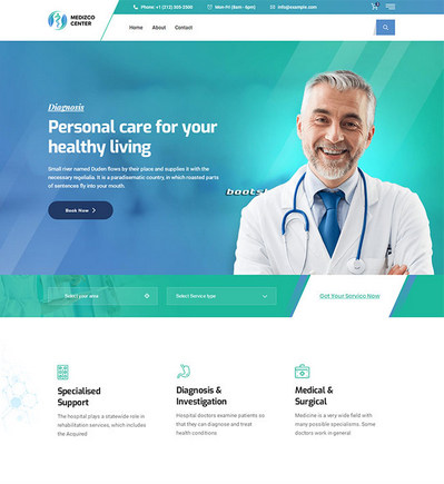 宽屏医疗健康服务公司html静态网页模板