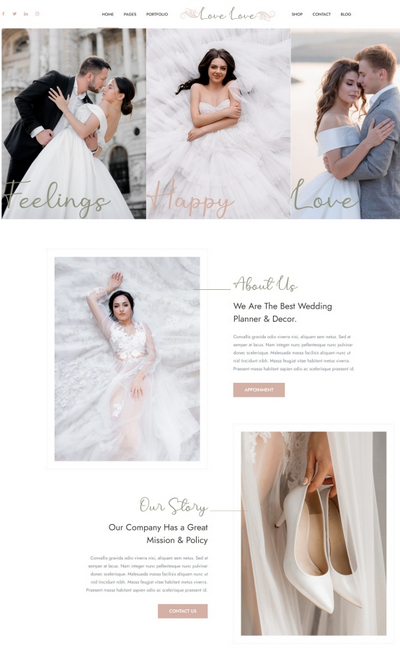 多风格婚庆婚纱摄影专业服务公司html5网站模板