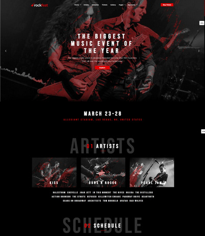 摇滚音乐演唱会宣传企业静态网站模板