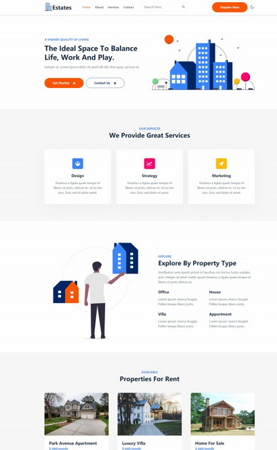 实用房地产房屋租赁服务公司通用html模板
