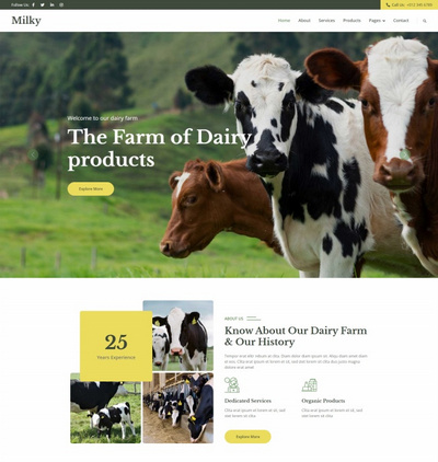 有机食品牛奶牛肉宣传推广企业网站模板