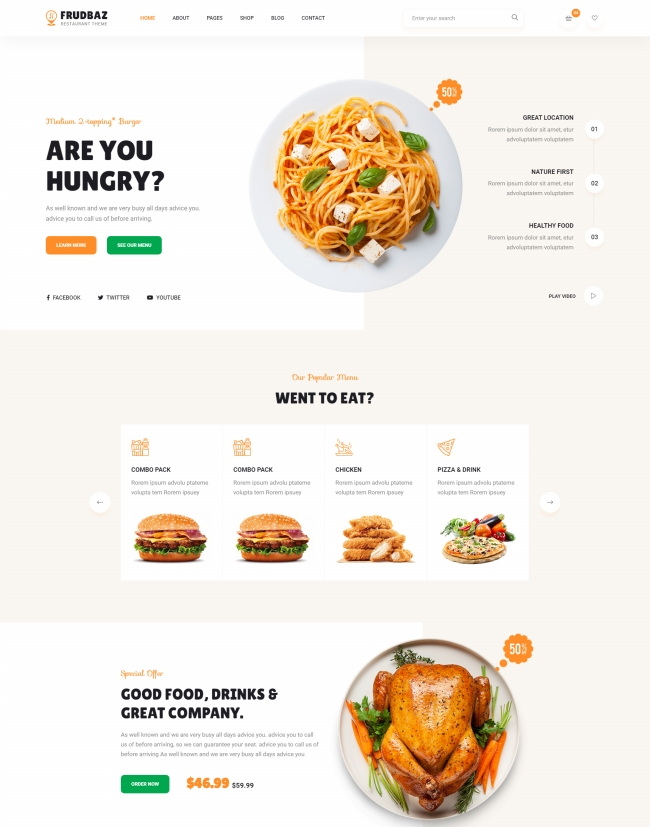 多风格html5快餐美食预订服务通用网站模板