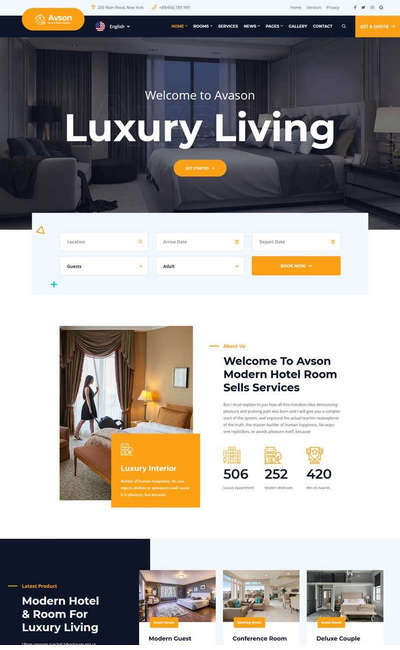 多风格酒店客房预订服务HTML5企业模板