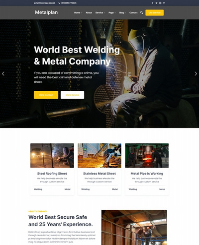 html5金属钢铁冶炼工厂网站模板