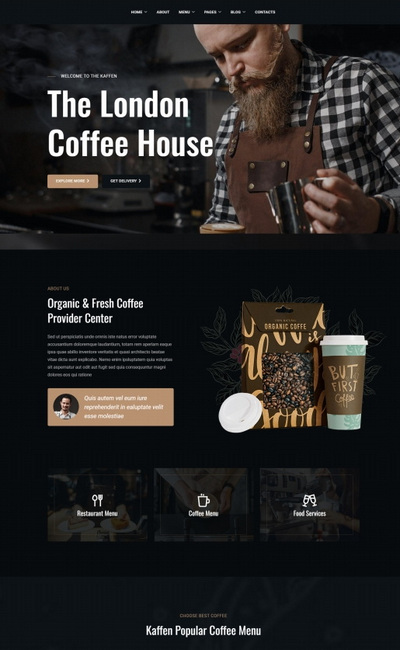 专业咖啡店宣传推广企业html5网站模板