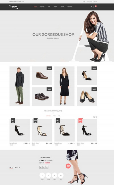时尚鞋子专业销售商城html网站模板