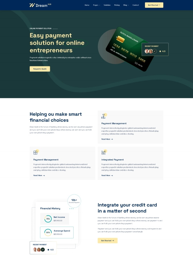 银联支付信用卡服务公司html5网站模板