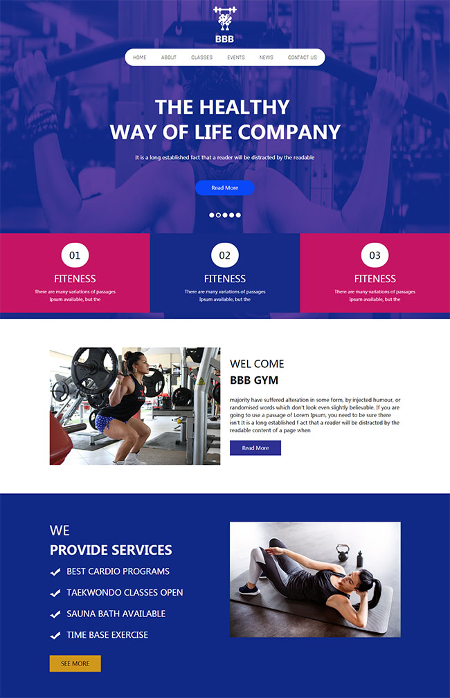 健身俱乐部私教服务公司网站模板