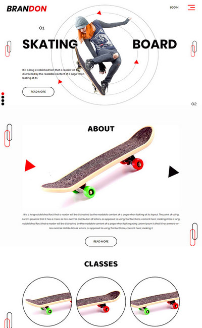 滑板运动教学产品销售通用网页模板