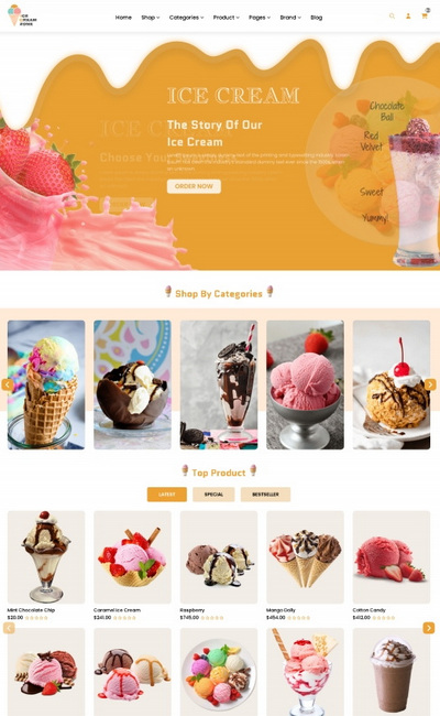 冰激凌甜品美食餐饮加盟服务公司网站模板