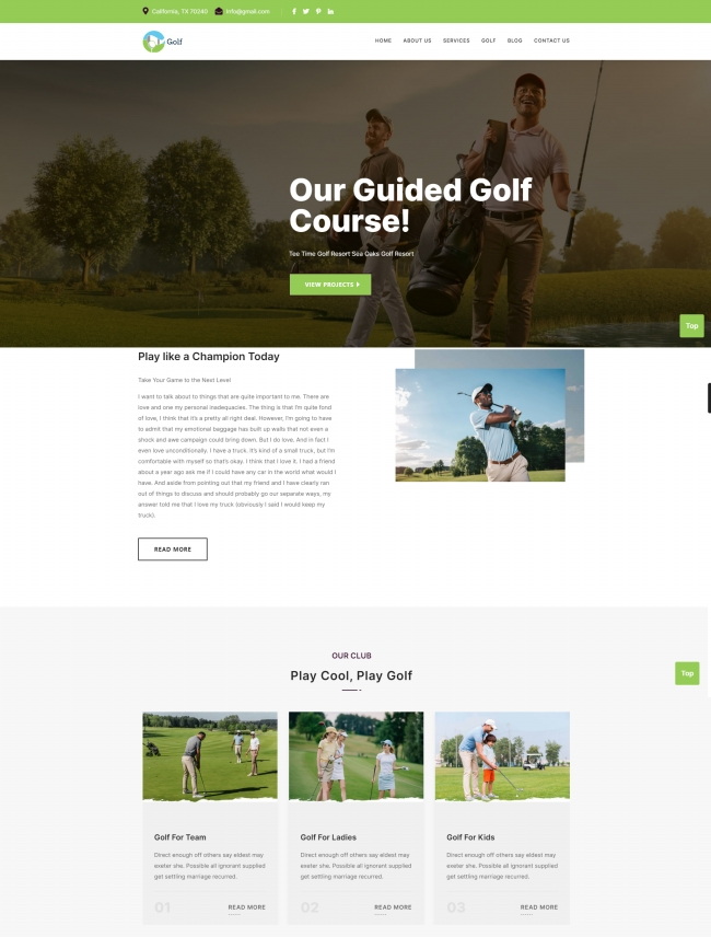 高尔夫俱乐部宣传推广html5模板