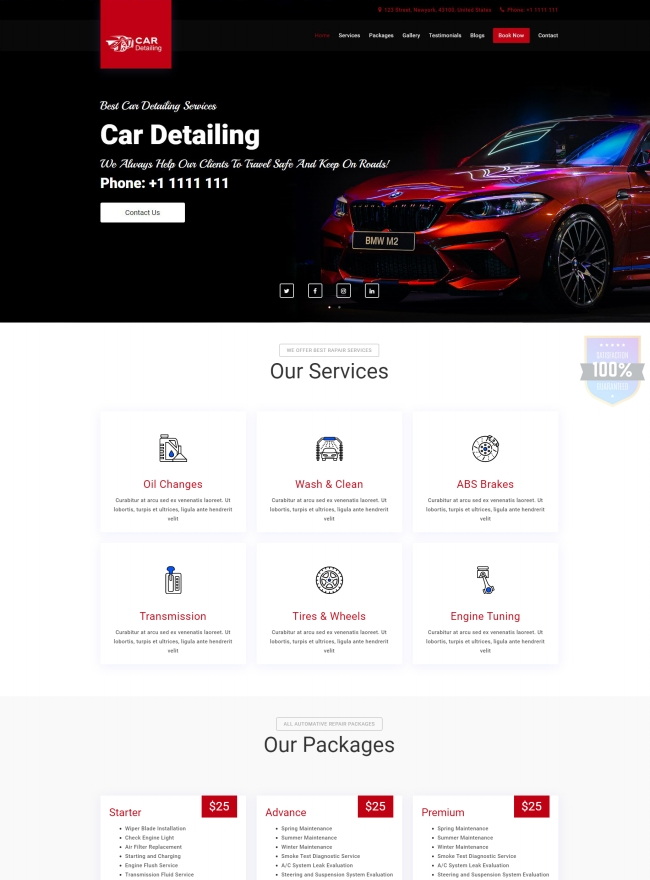 专业汽车维修保养服务公司html网页模板
