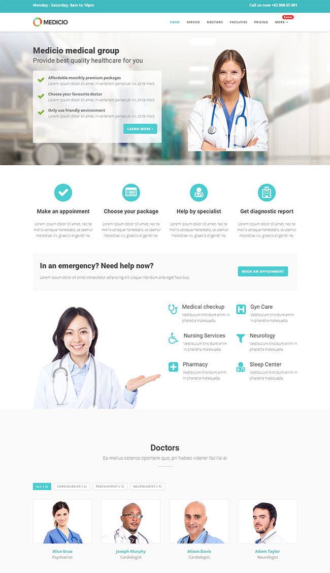 简洁医疗服务机构通用html网站模板