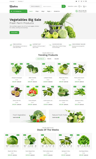 多风格蔬菜水果网上超市商城模板