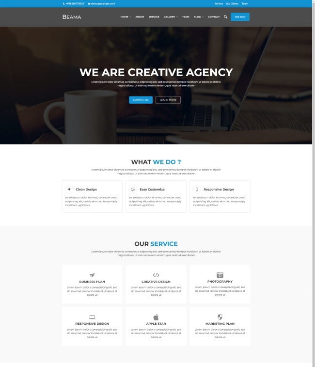 bootstrap创意设计服务公司h5网站模板