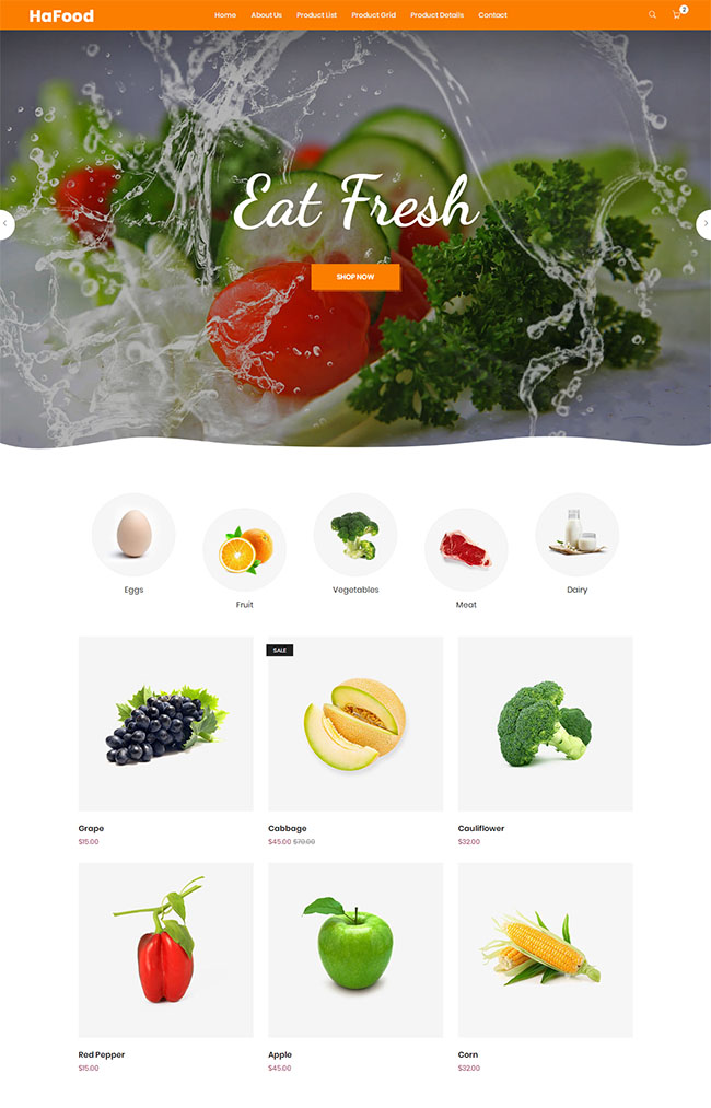 有机蔬菜水果商城html5网页模板