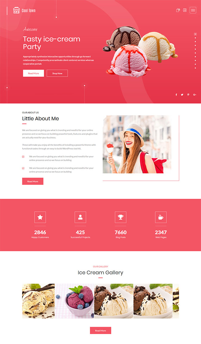 多风格冰激凌蛋糕店宣传页网站模板