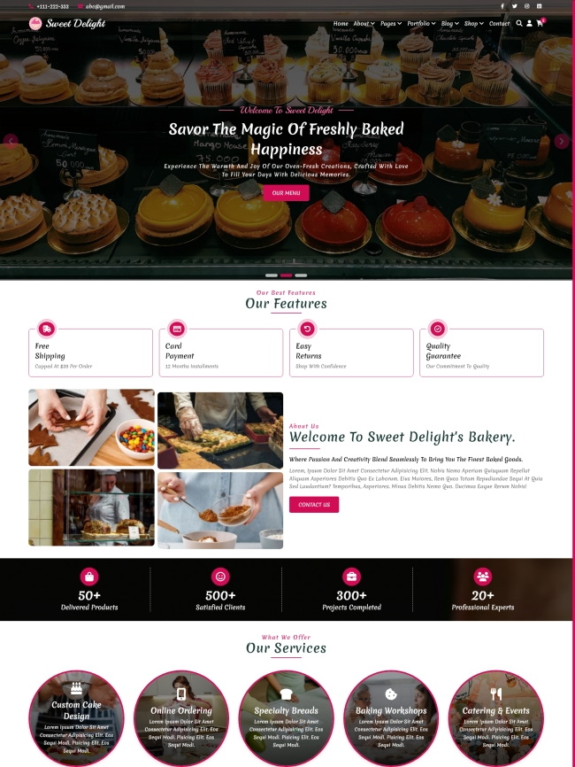 手工烘焙蛋糕面包美食网站模板