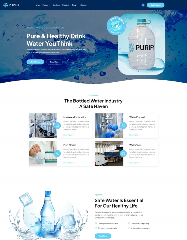响应式纯净水桶装水行业宣传网站模板