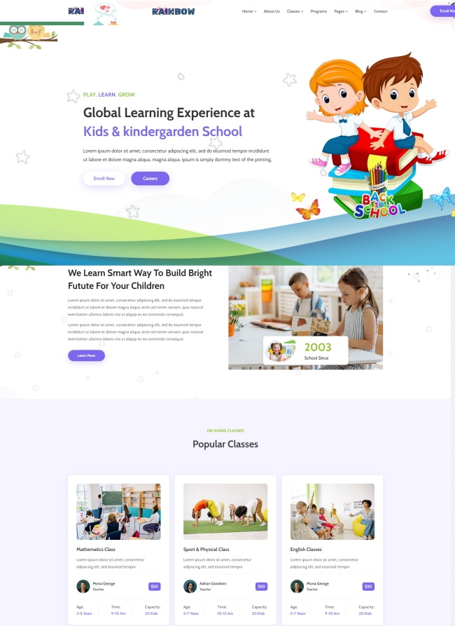 儿童幼儿早教教育培训html网站模板