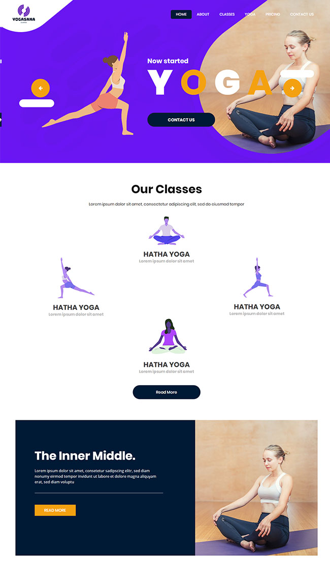 瑜伽舞蹈课程培训机构网站模板