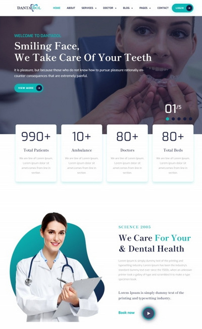 大气牙科专科医院服务机构网站模板