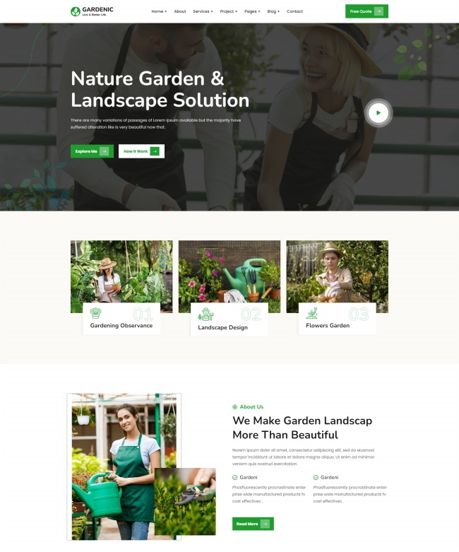 多风格园林园艺绿植培育公司网页模板