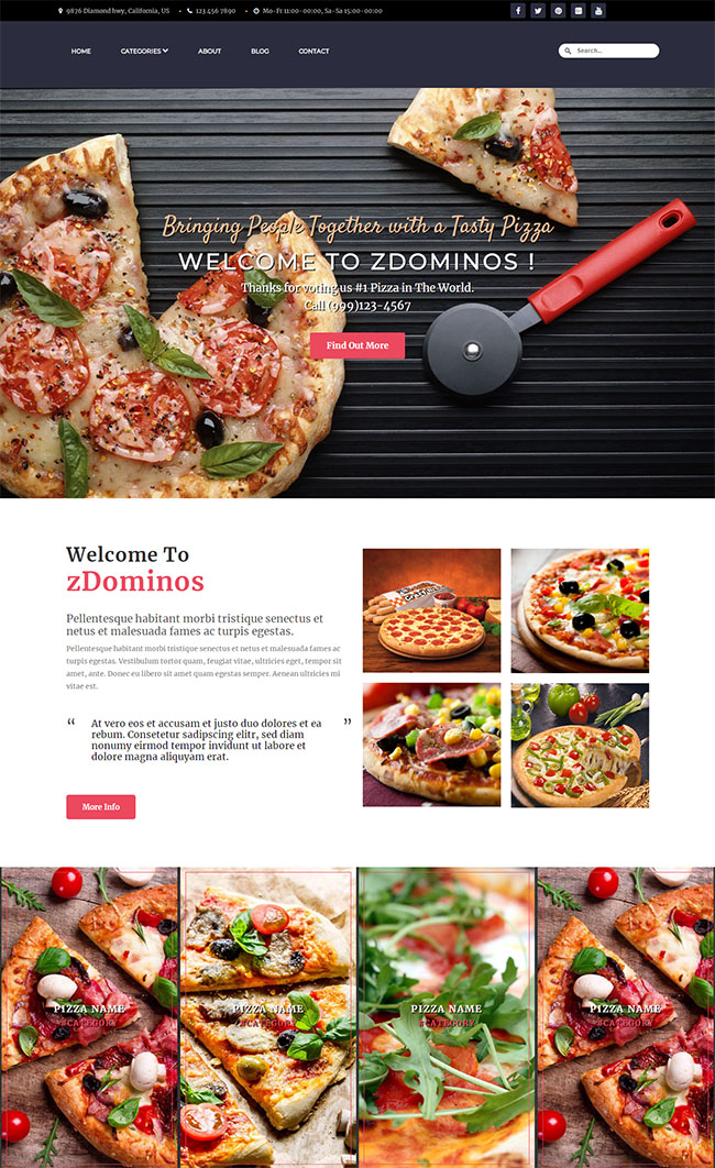 西餐厅披萨惨啊因服务公司html网站模板