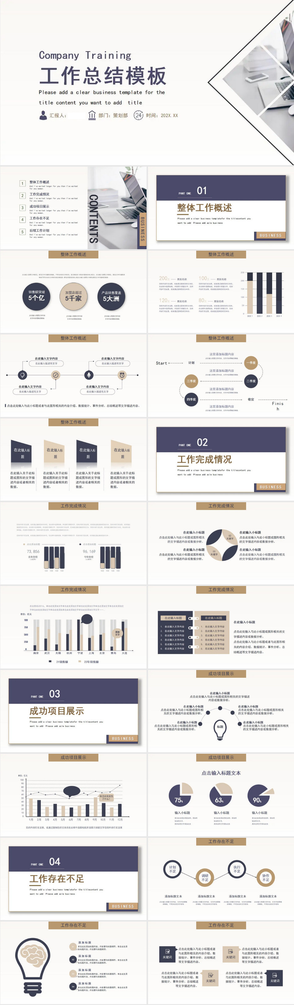 商务工作总结汇报通用PPT模板