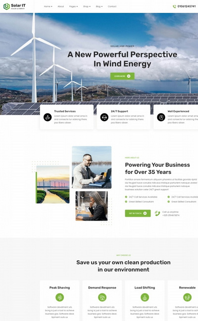 光伏新能源施工服务公司html5网站模板