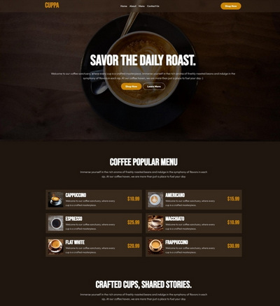 咖啡店宣传推广服务网页模板