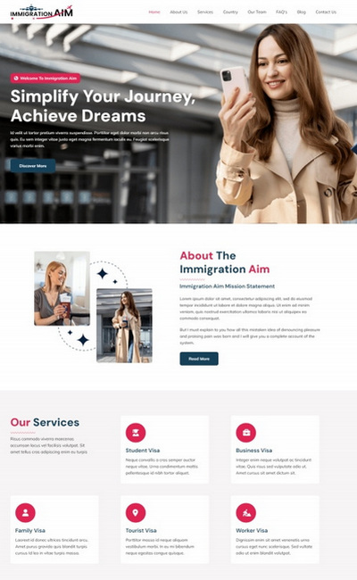 移民签证服务公司网页模板