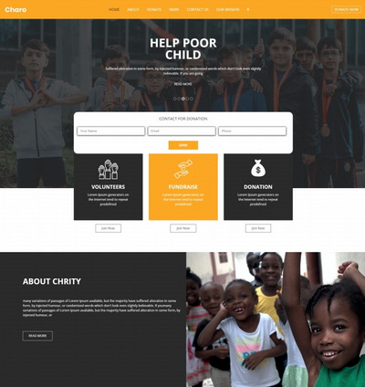 儿童慈善机构宣传html5网站模板
