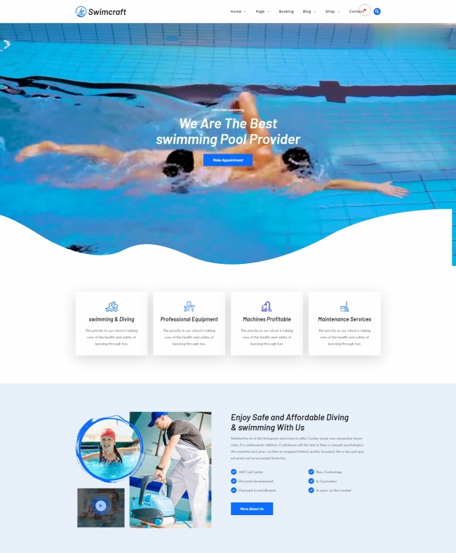 游泳池游泳设备公司宣传网站模板