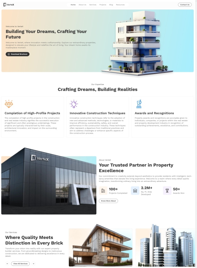 房地产别墅建筑项目施工设计公司网站模板