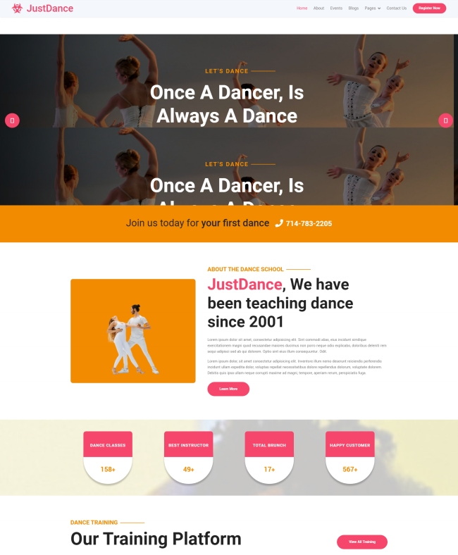 专业舞蹈培训机构html5网站模板