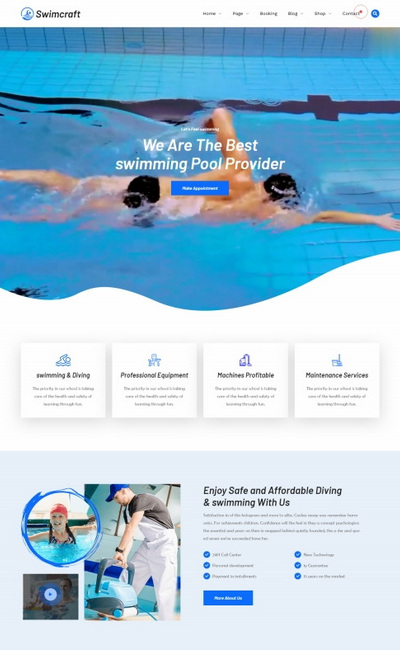 游泳池游泳设备公司宣传网站模板