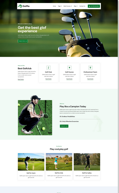 高尔夫俱乐部宣传推广页网站模板